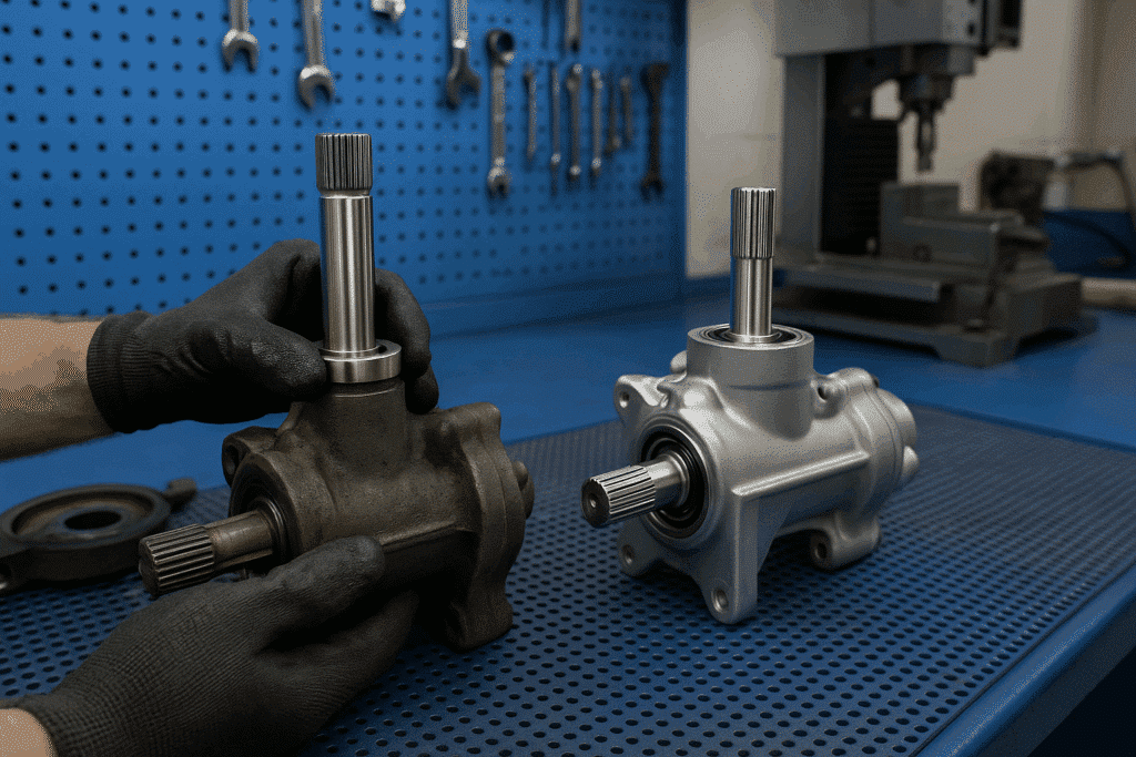 Refurbishment process of a used car part in workshop